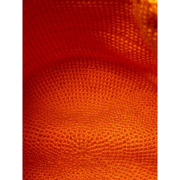 Sensi Studio Orange Shoulder Tote Bag Pom Pom Tassel Woven Picnic Vacation - Picture 5 of 7